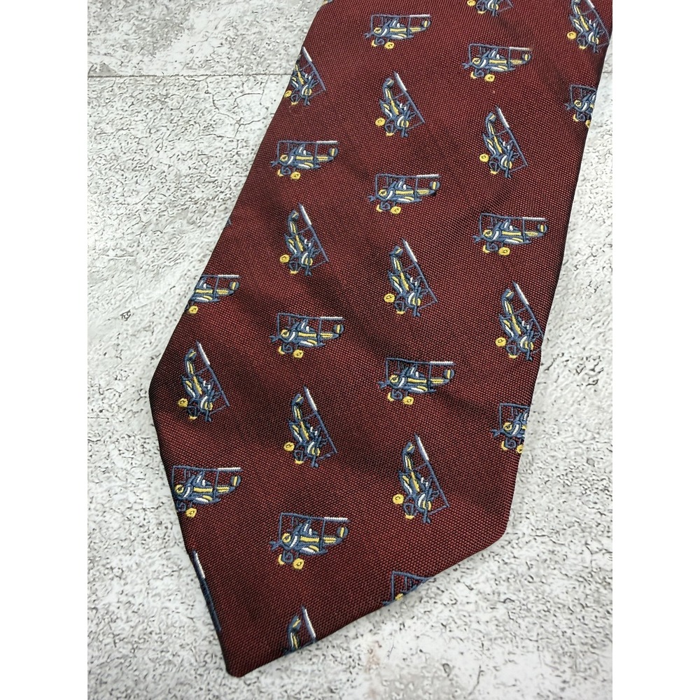 Impermeable By Weatherproof 100% Silk Tie Mens Red Geometric Necktie VTG Planes